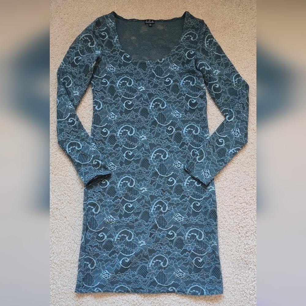 230. Aritzia TALULA "Clarendon" Light Teal Blue Lace Dress Tunic Top Size XS - Picture 3 of 9
